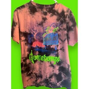 Goosebumps Welcome to Horrorland Pink/ Black Tie Dye T Shirt Medium R.L. Stine
